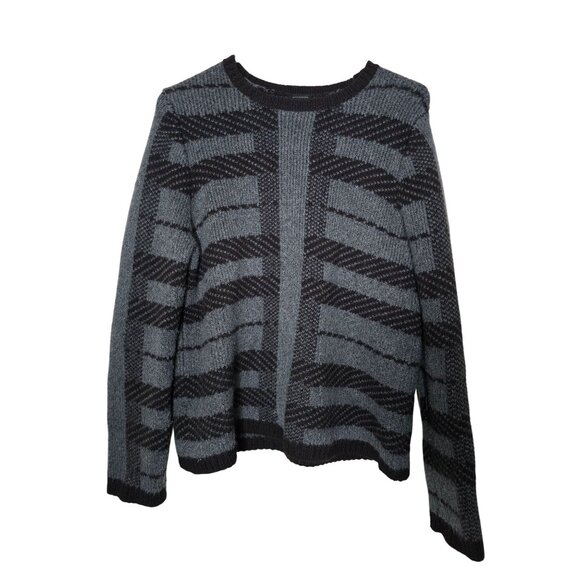 Ann Taylor Geometric Patterned Sweater L Alpaca & Rabbit Hair Blend Black/Gray - Picture 1 of 6